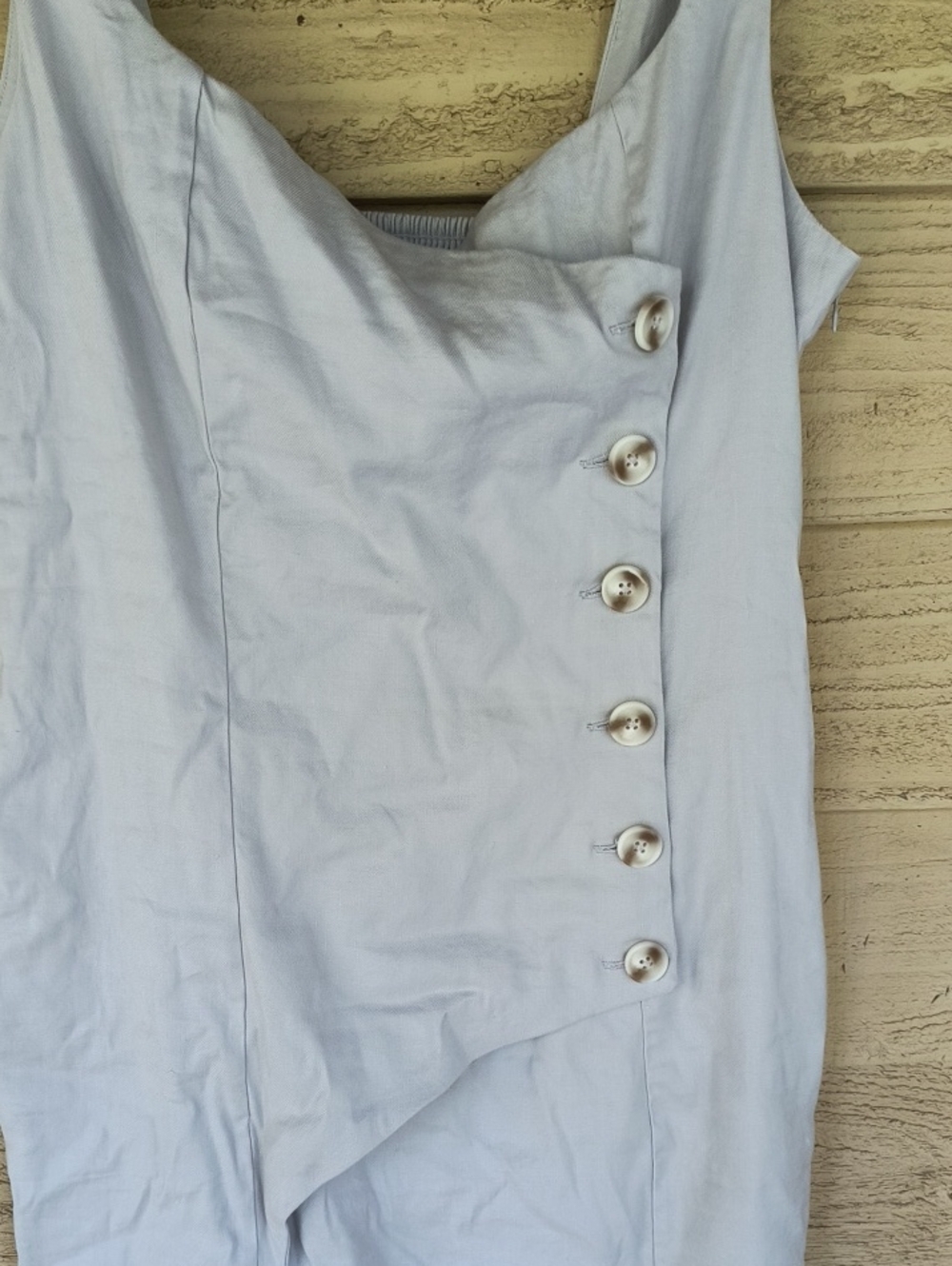 Anthropologie Women's Sleeveless Square-Neck Linen Button Wrap Midi Dress - Picture 3 of 7
